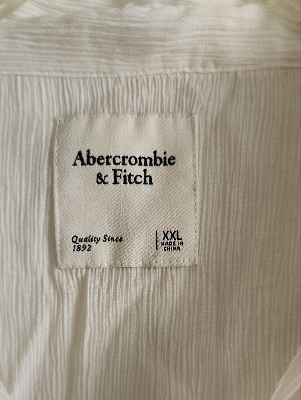 Abercrombie & Fitch White Textured Crinkle Button-Front Blouse Front Pocket XXL - Picture 2 of 6